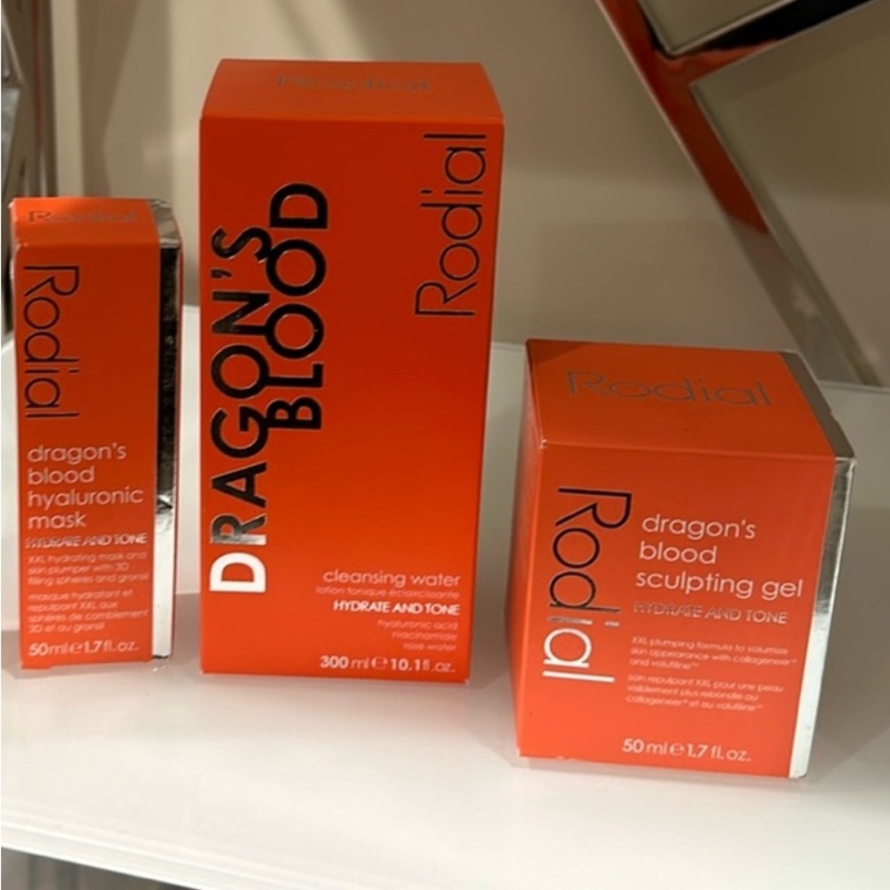 Authentic Rodial lot of 3 Dragons blood products. All new and in box.
